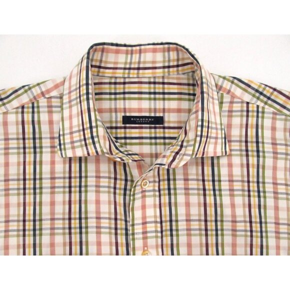 Vintage Burberry London Shirt Mens Large Pastel Plaid Button Up Prep Made in USA - Picture 6 of 16